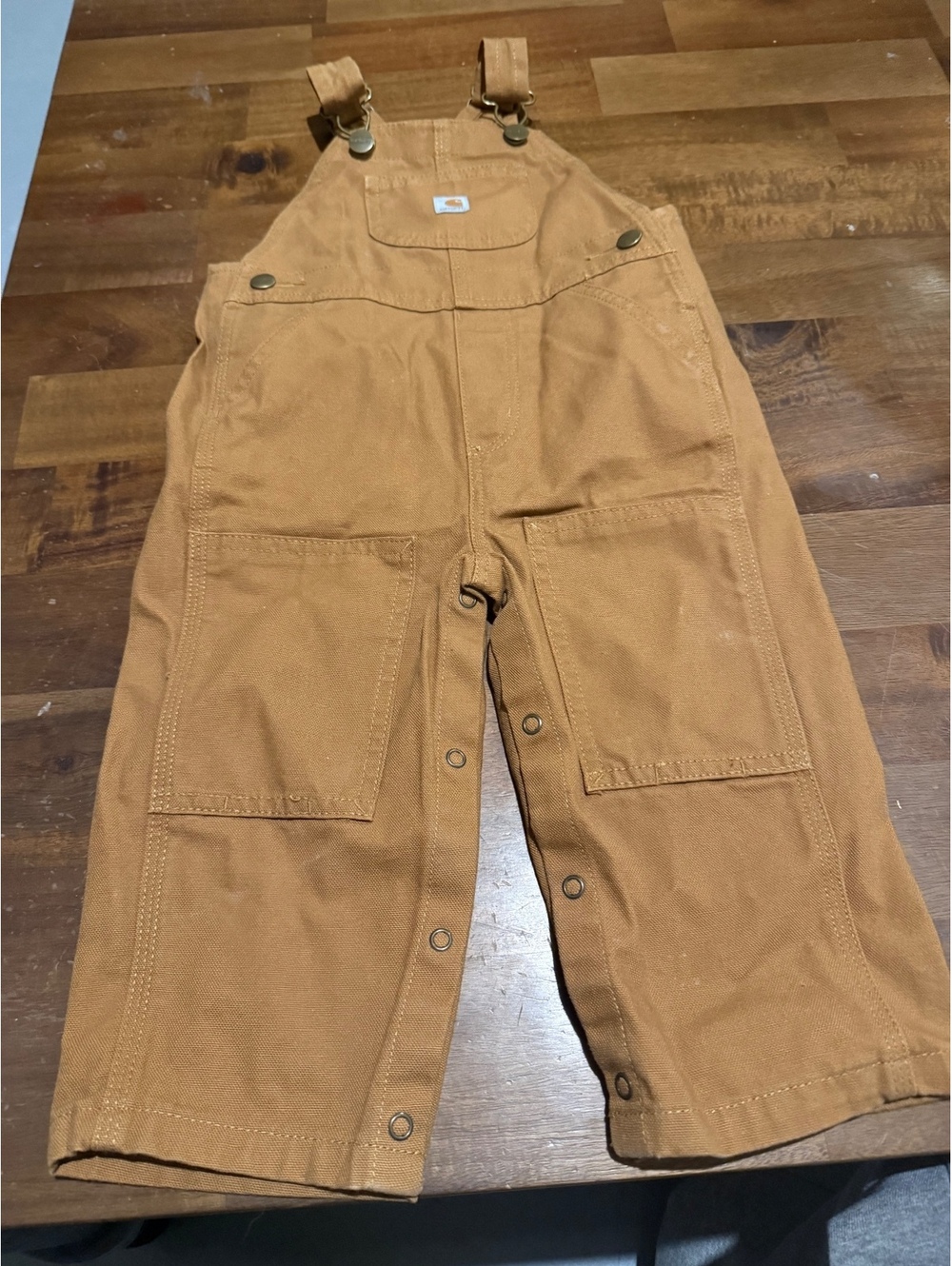 Carhartt Infant Boys Baby Brown Canvas Duck Bib Overalls Double Knee Snap Legs
